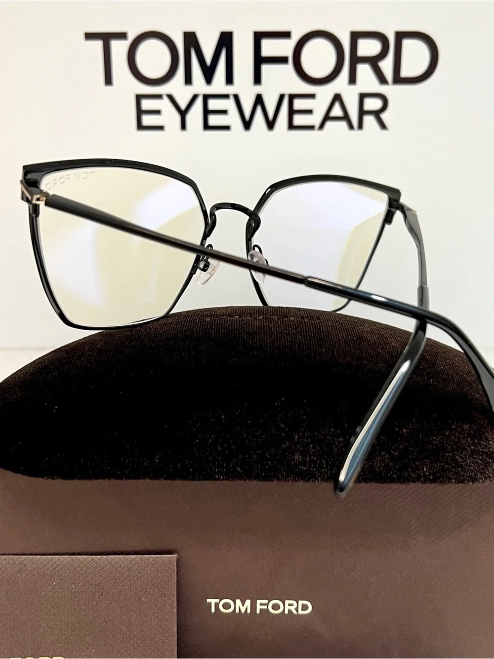 Tom Ford TF5574-B 021 Blue Block Eyeglasses – White/Black Designer Luxury Frames
